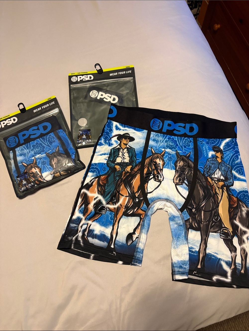 PSD Men’s Blue Cowboy & Horse Graphic Boxer Briefs